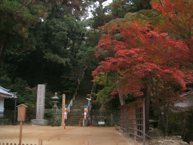 石段前にある本堂落慶法要のための塔婆